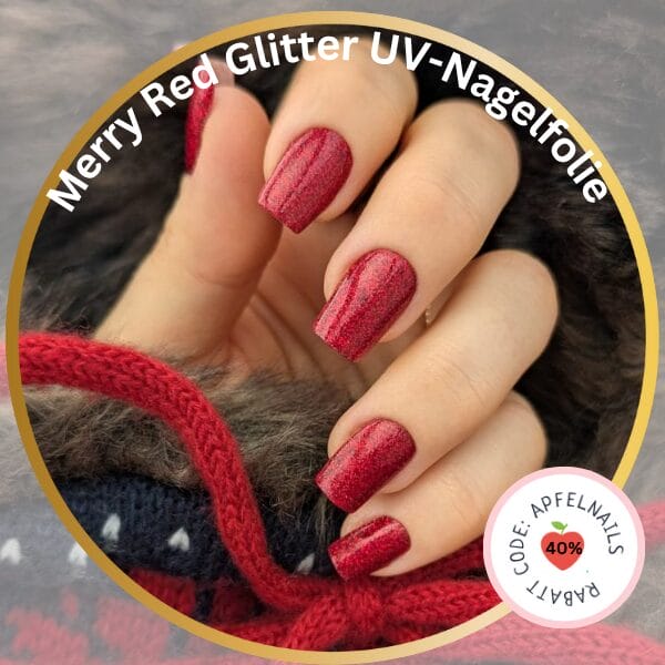 Weihnachtsnaegel Rot Glitzer