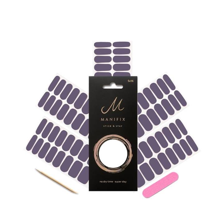 Verpackung der Melancholic Purple UV-Nagelfolien von Manifix – melancholisches Lila einfach zuhause