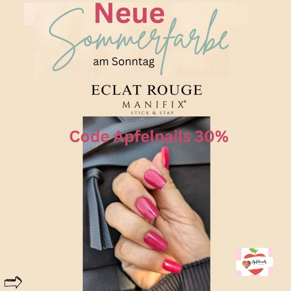 Entdecke die neue Sommerfarbe Èclat Rouge und Pink von Manifix – Perfekt für strahlende Nägel!