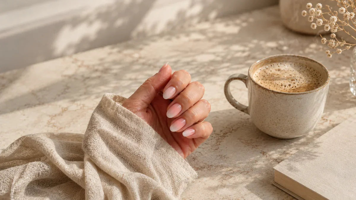 Babyboomer Nägel in Rosa-Weiß – zeitloser Nageltrend 2026 mit UV-Nagelfolien von Manifix