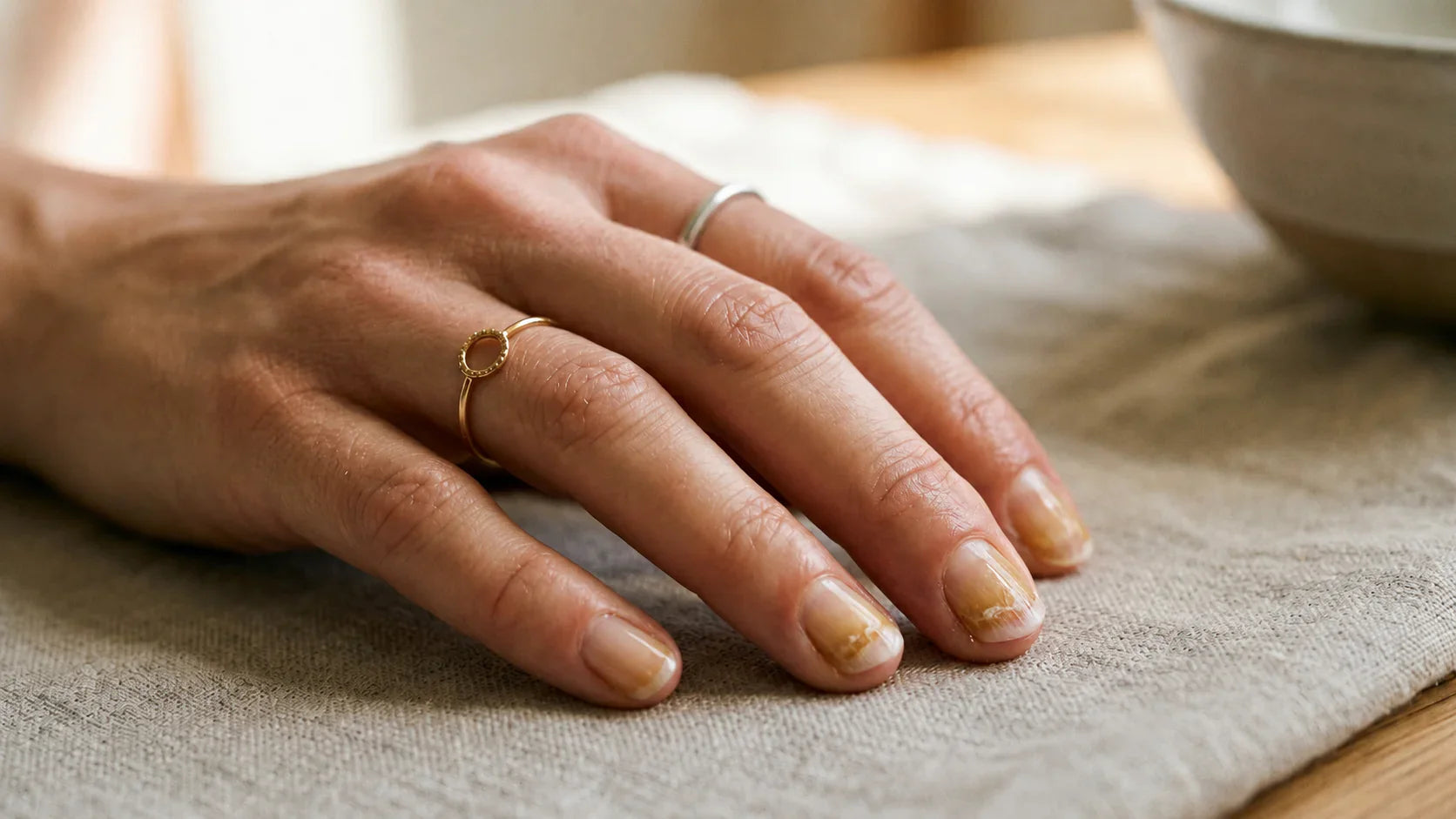Nagelpilz Nahaufnahme Hand