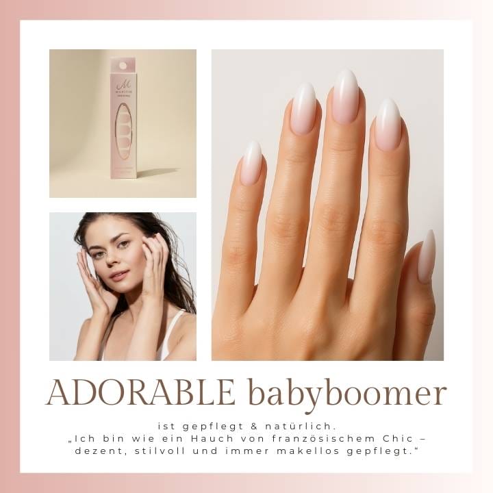 Babyboomer-Nägel mit Adorable Babyboomer UV-Nagelfolie von Manifix – klassischer Ombre-Look