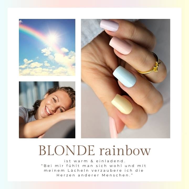 Blonde Rainbow UV-Nagelfolien von Manifix – mehrfarbige Nägel in Regenbogenfarben