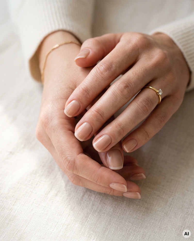 Kombinationen mit dezentem Nude betonen die natürliche Nagelkontur