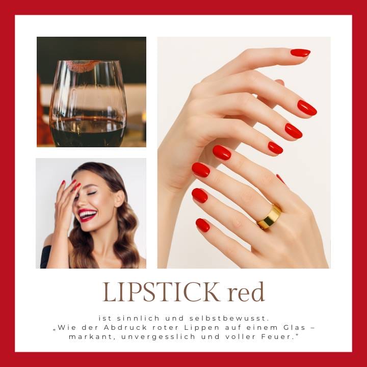 Roter Nagellack mit Lipstick Red UV-Nagelfolie von Manifix – lippenstiftrotes Design auf der Hand