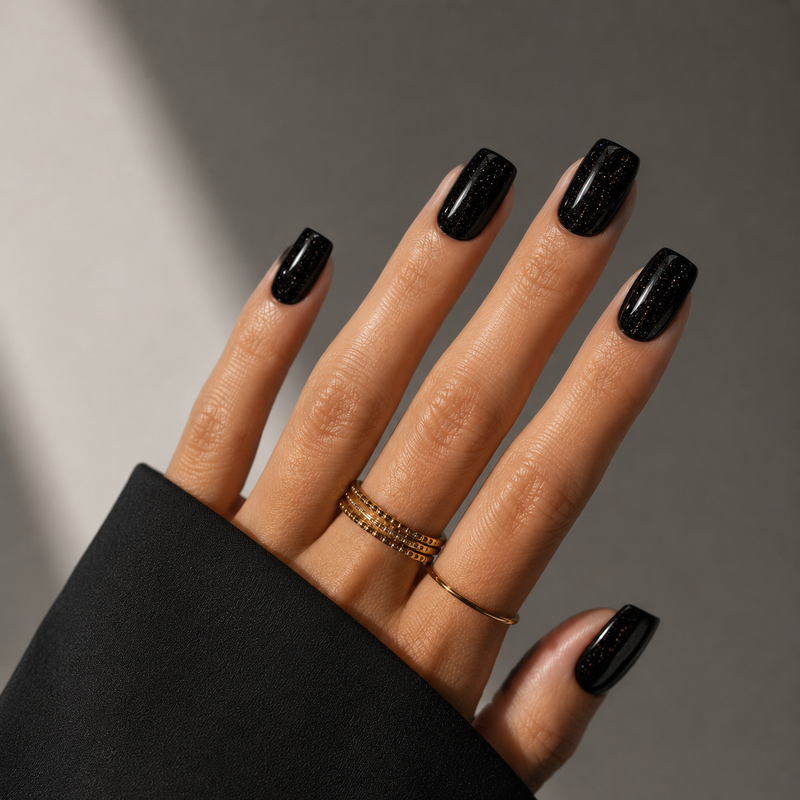 Schwarze Nägel mit Glitzer: Der ultimative Party-Look ✨